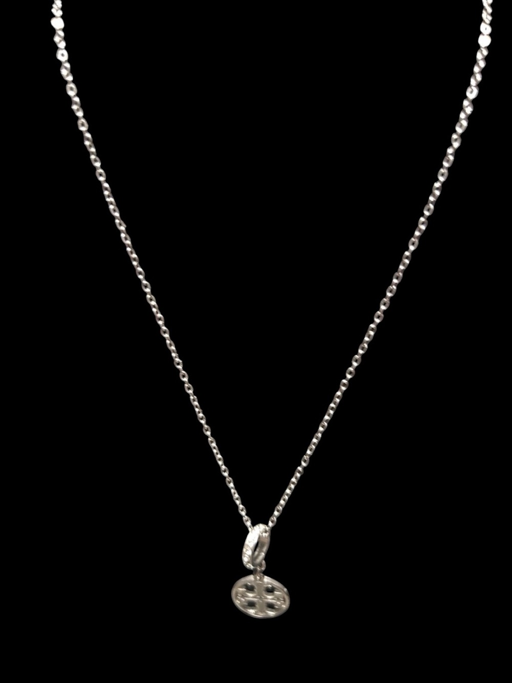 Tory Burch Silver Logo Disc Pendant Necklace - Silver - Picture 2 of 8